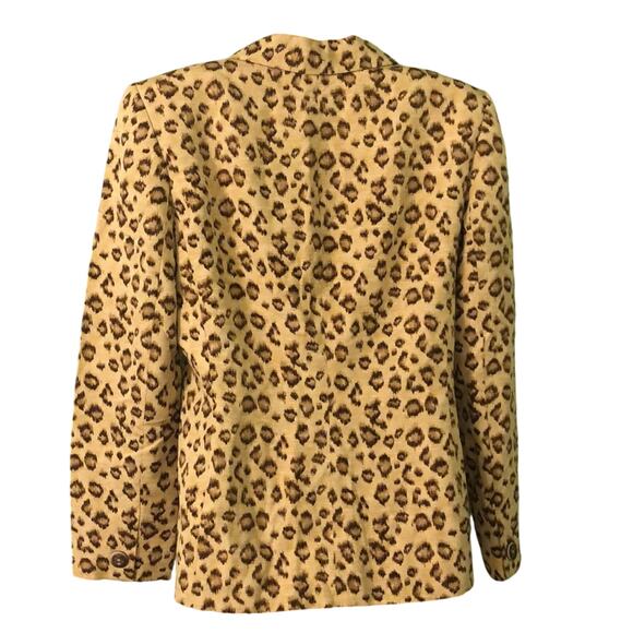 Dana Buchman Cheetah Print Silk Blazer Woman Size 6 Animal Print Lined Buttons - Picture 3 of 11